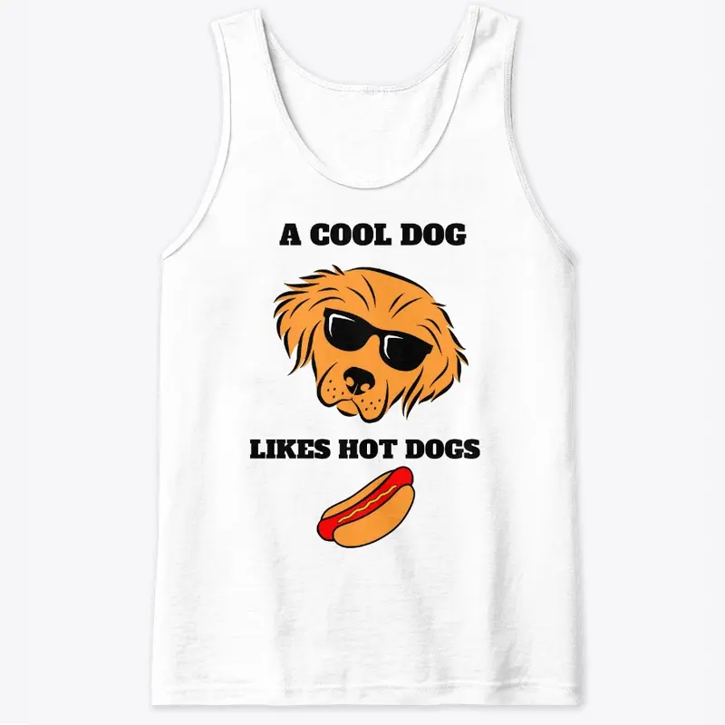 A cool dog likes hot dogs black text