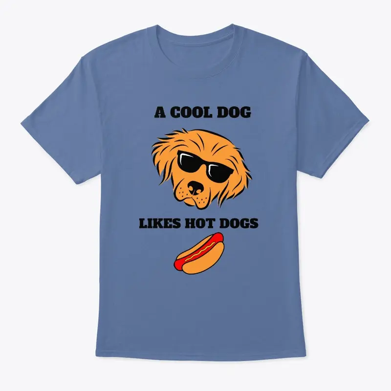 A cool dog likes hot dogs black text